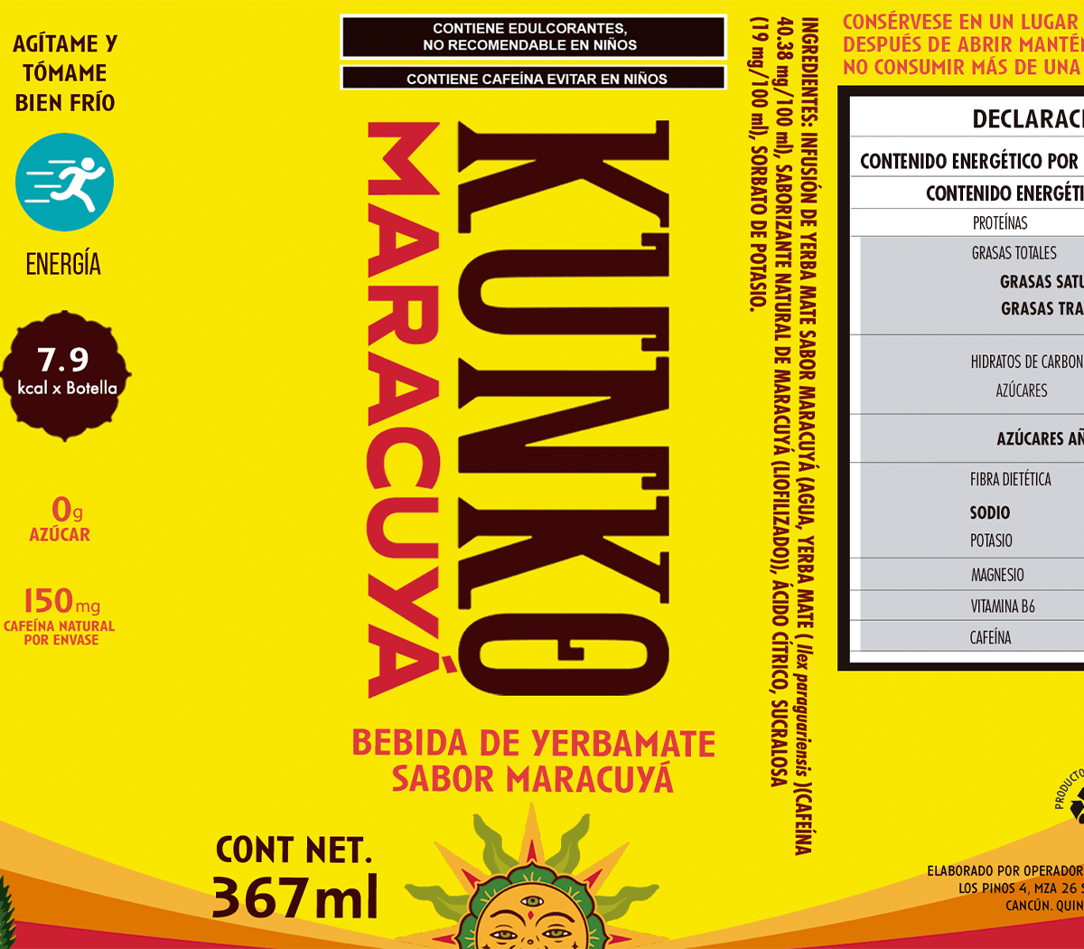 Kunko etiqueta maracuya vidrio